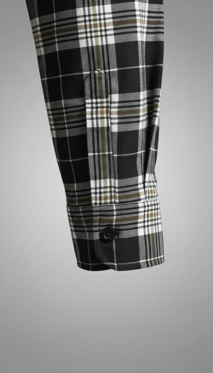 Men’s Yellow & White Checkered Long-Sleeve Shirt