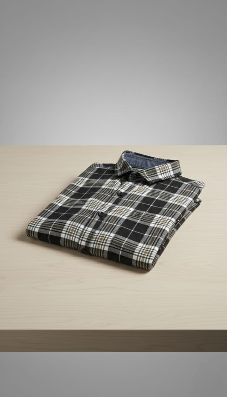 Men’s Yellow & White Checkered Long-Sleeve Shirt