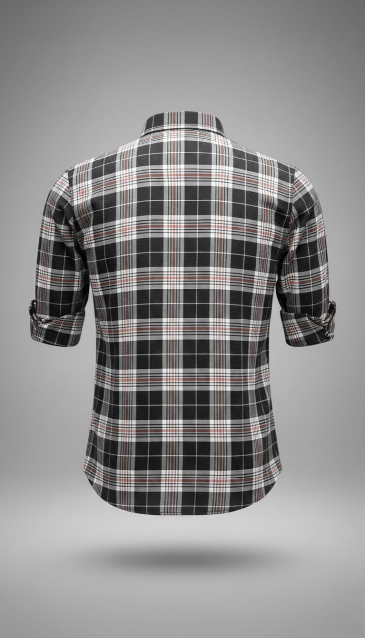Men’s Red & White Checkered Long-Sleeve Shirt