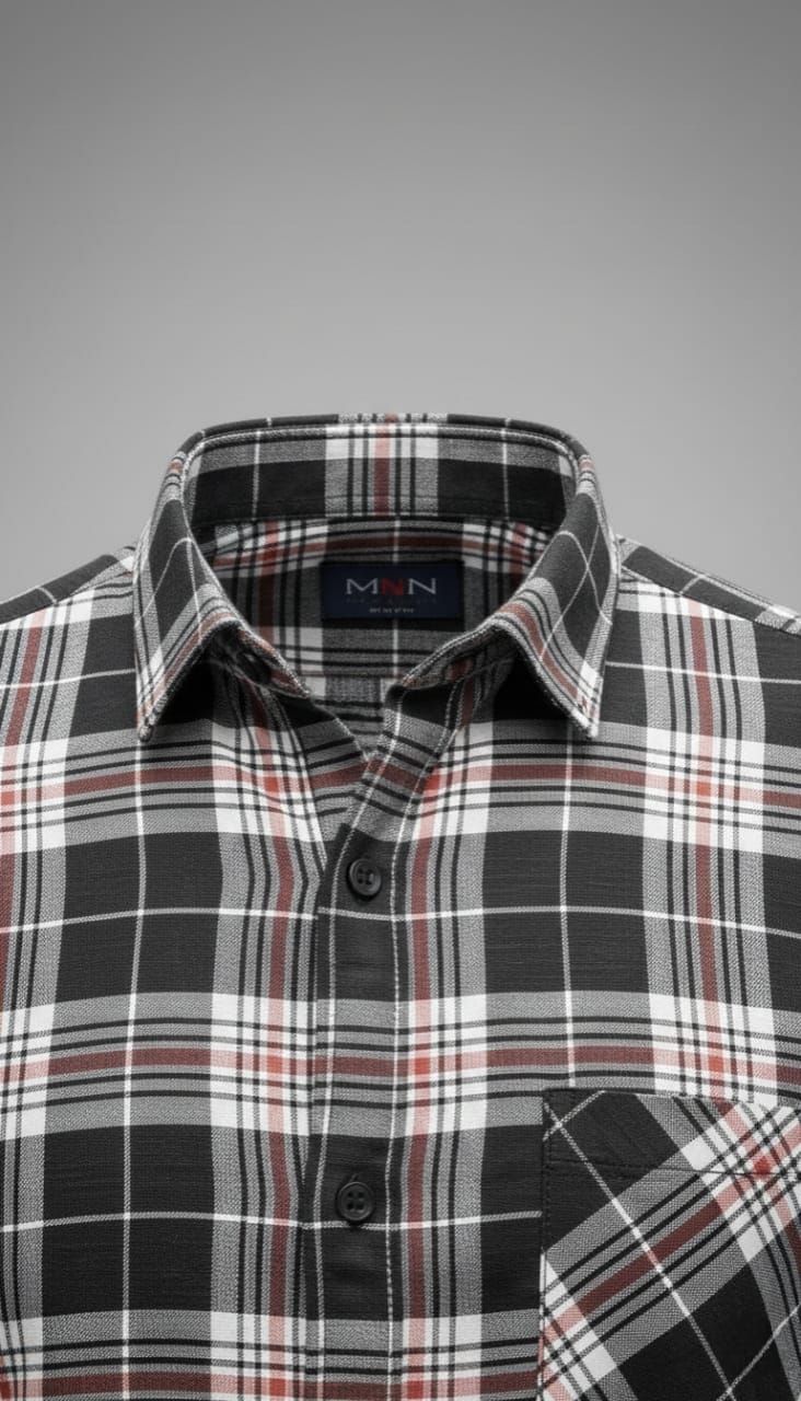 Men’s Red & White Checkered Long-Sleeve Shirt