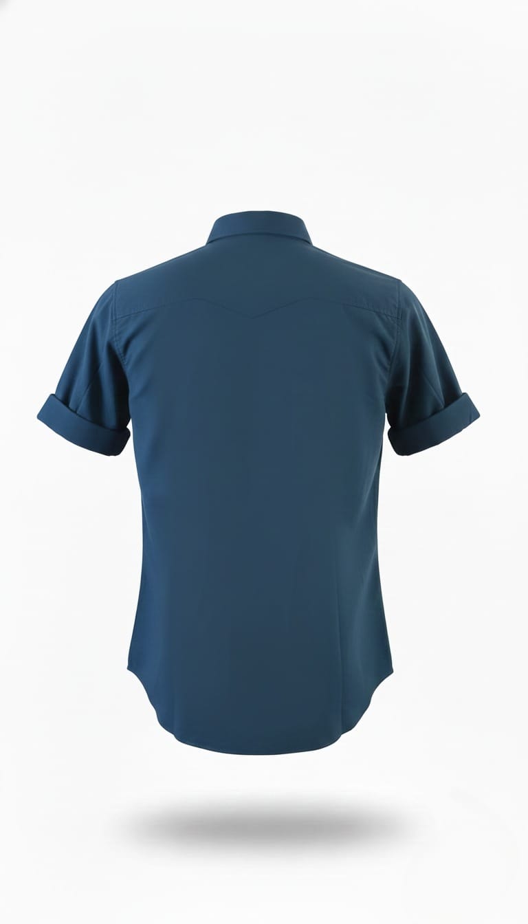 Men’s Solid Blue Double Pocket Long-Sleeve Shirt