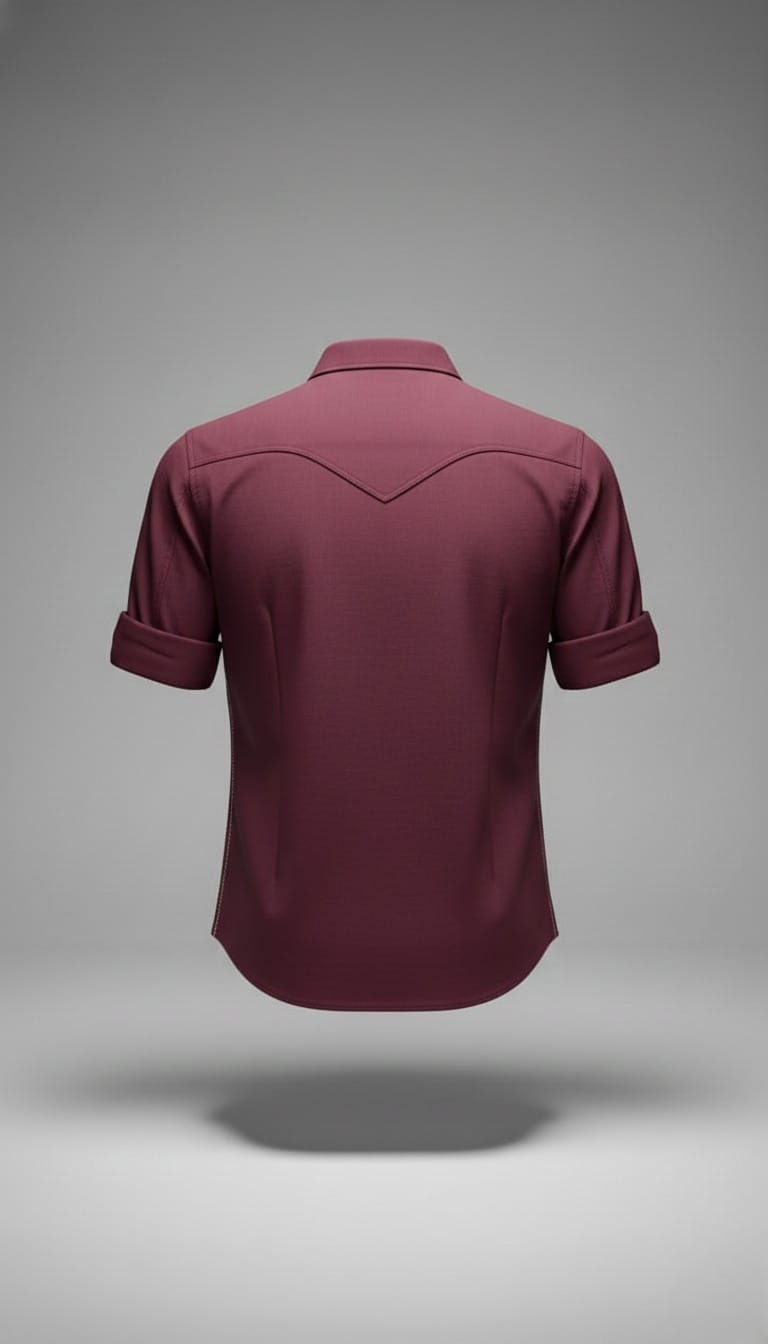 Men’s Solid Burgundy Maroon Double Pocket Long-Sleeve Shirt