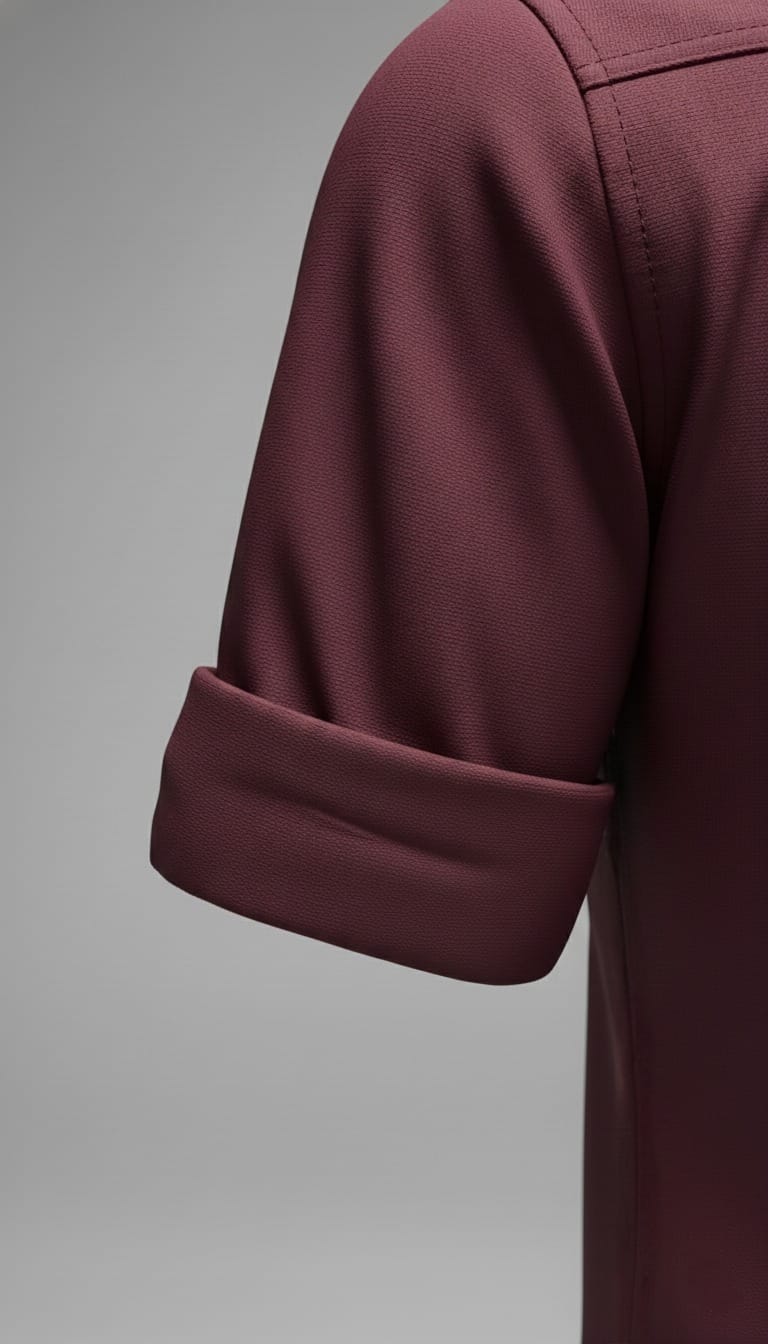 Men’s Solid Burgundy Maroon Double Pocket Long-Sleeve Shirt
