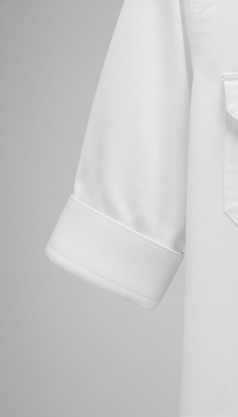 Men’s Solid White Double Pocket Long-Sleeve Shirt