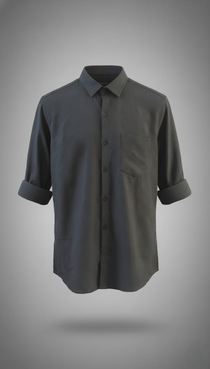 Textured Weave Regular Fit Shirt – Charcoal Grey