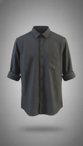 Textured Weave Regular Fit Shirt – Charcoal Grey