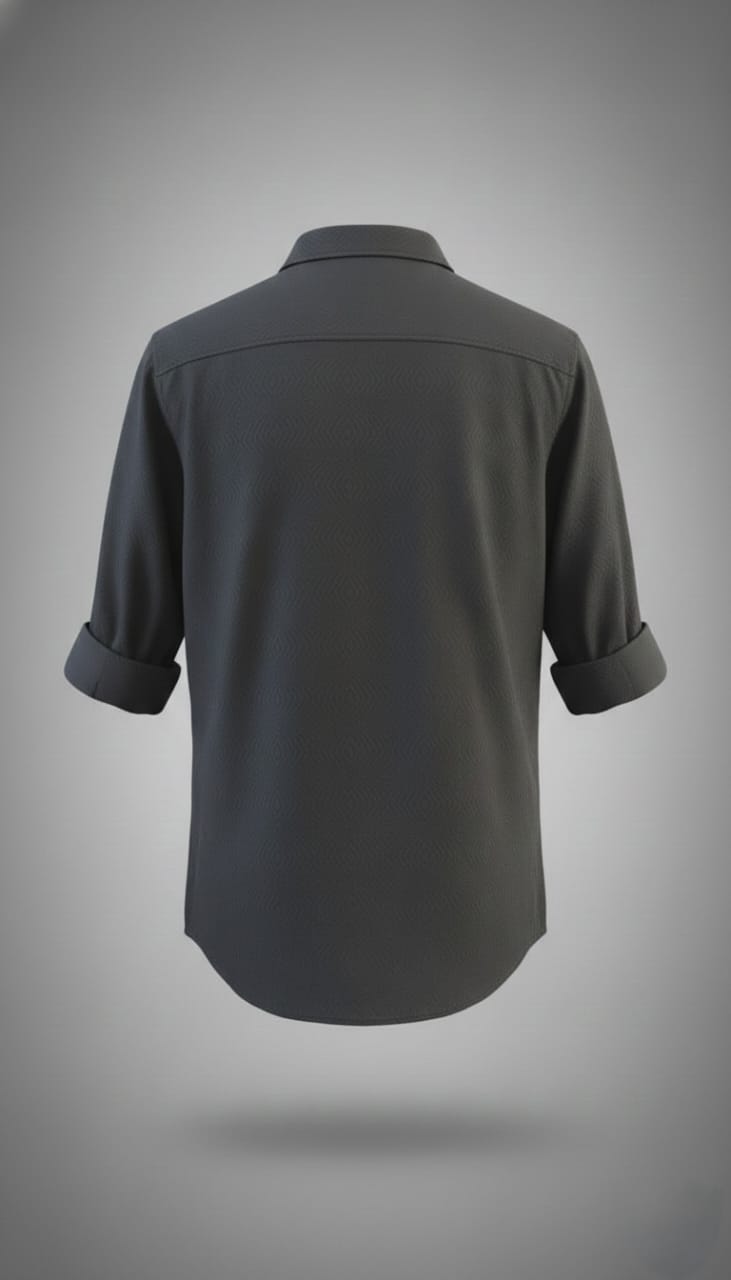 Textured Weave Regular Fit Shirt – Charcoal Grey