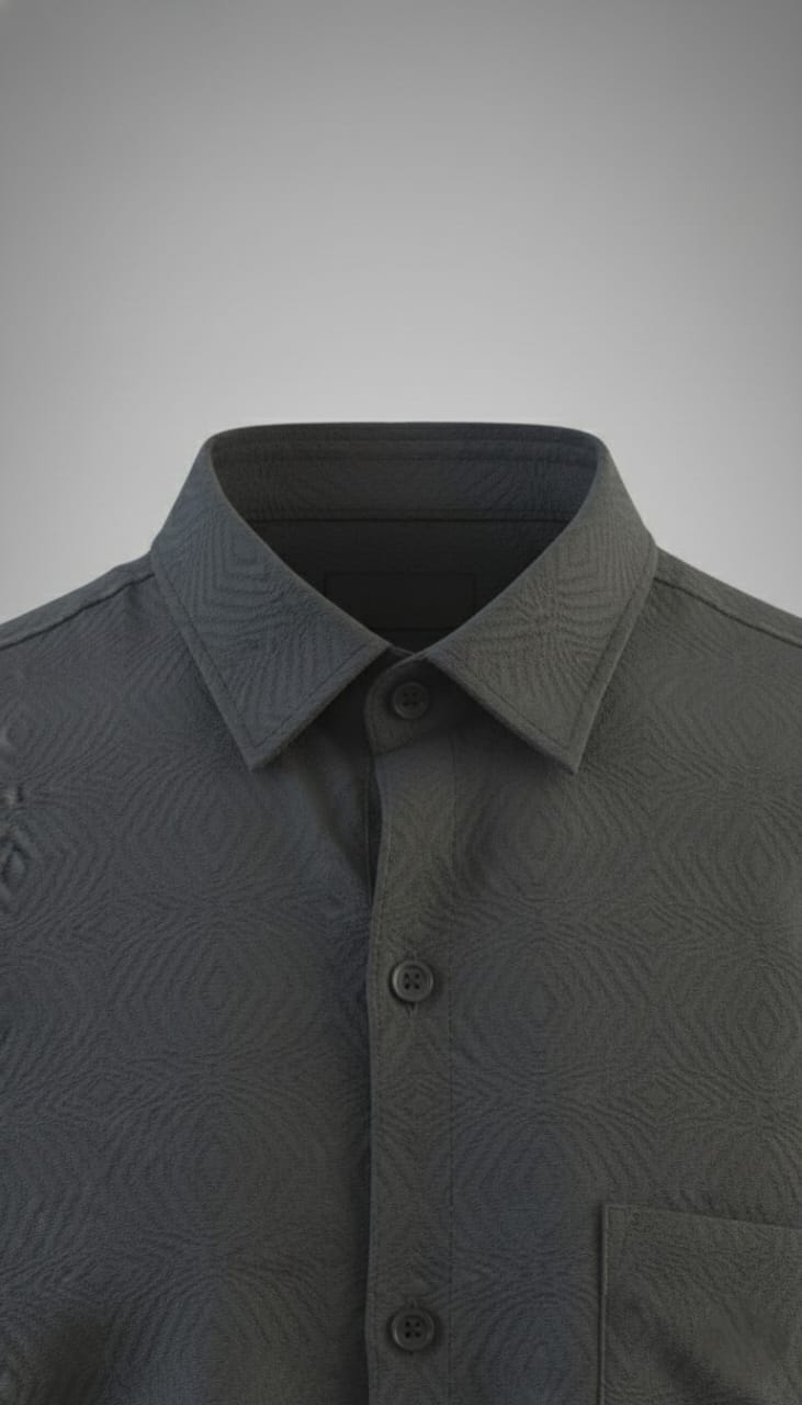 Textured Weave Regular Fit Shirt – Charcoal Grey