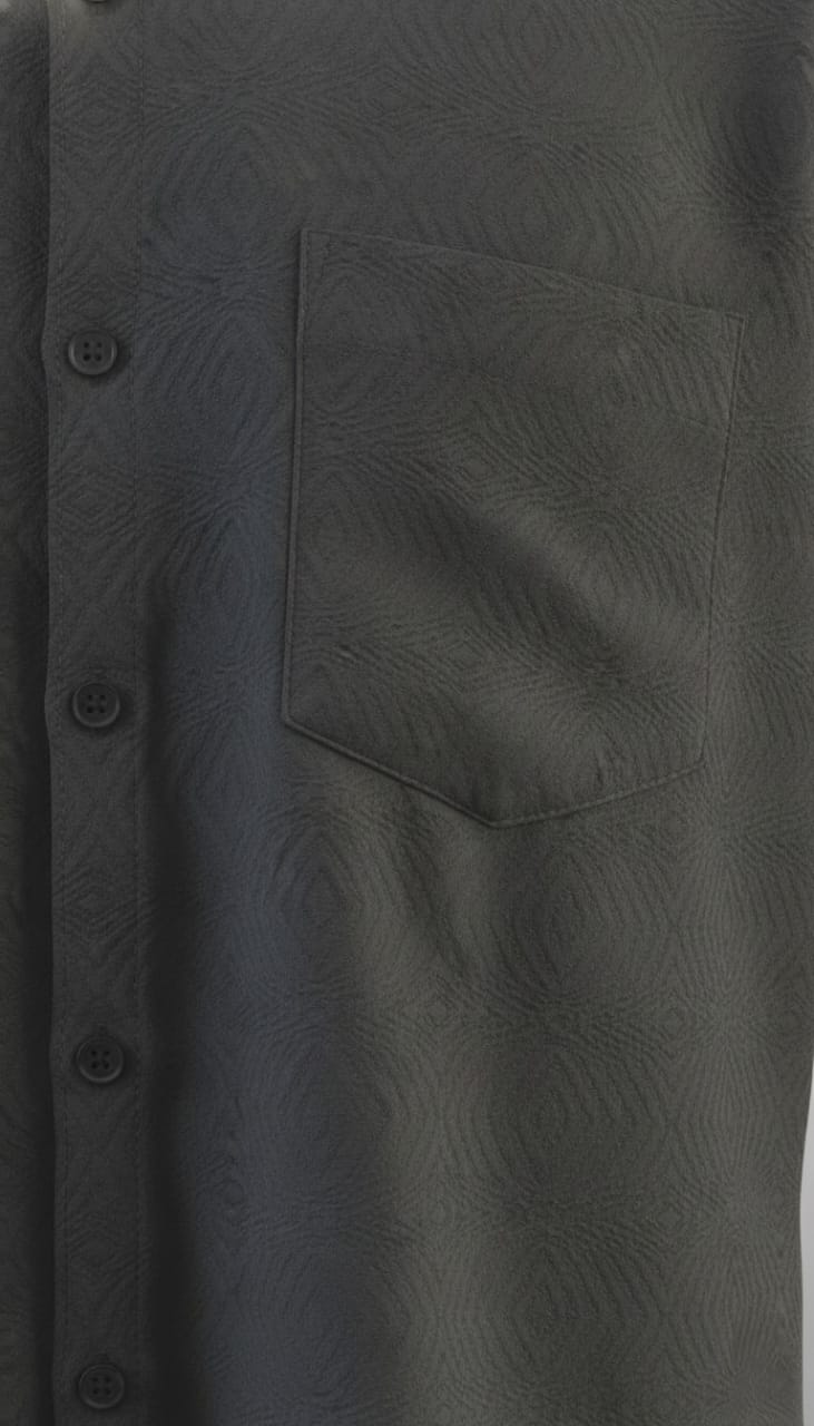 Textured Weave Regular Fit Shirt – Charcoal Grey