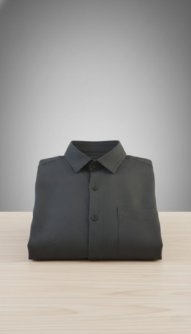 Textured Weave Regular Fit Shirt – Charcoal Grey