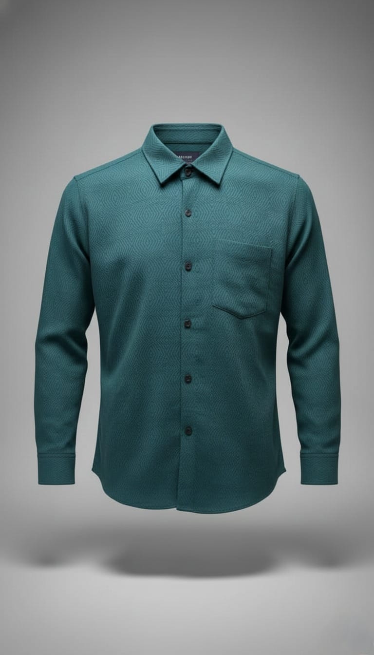 Textured Weave Regular Fit Shirt – Green