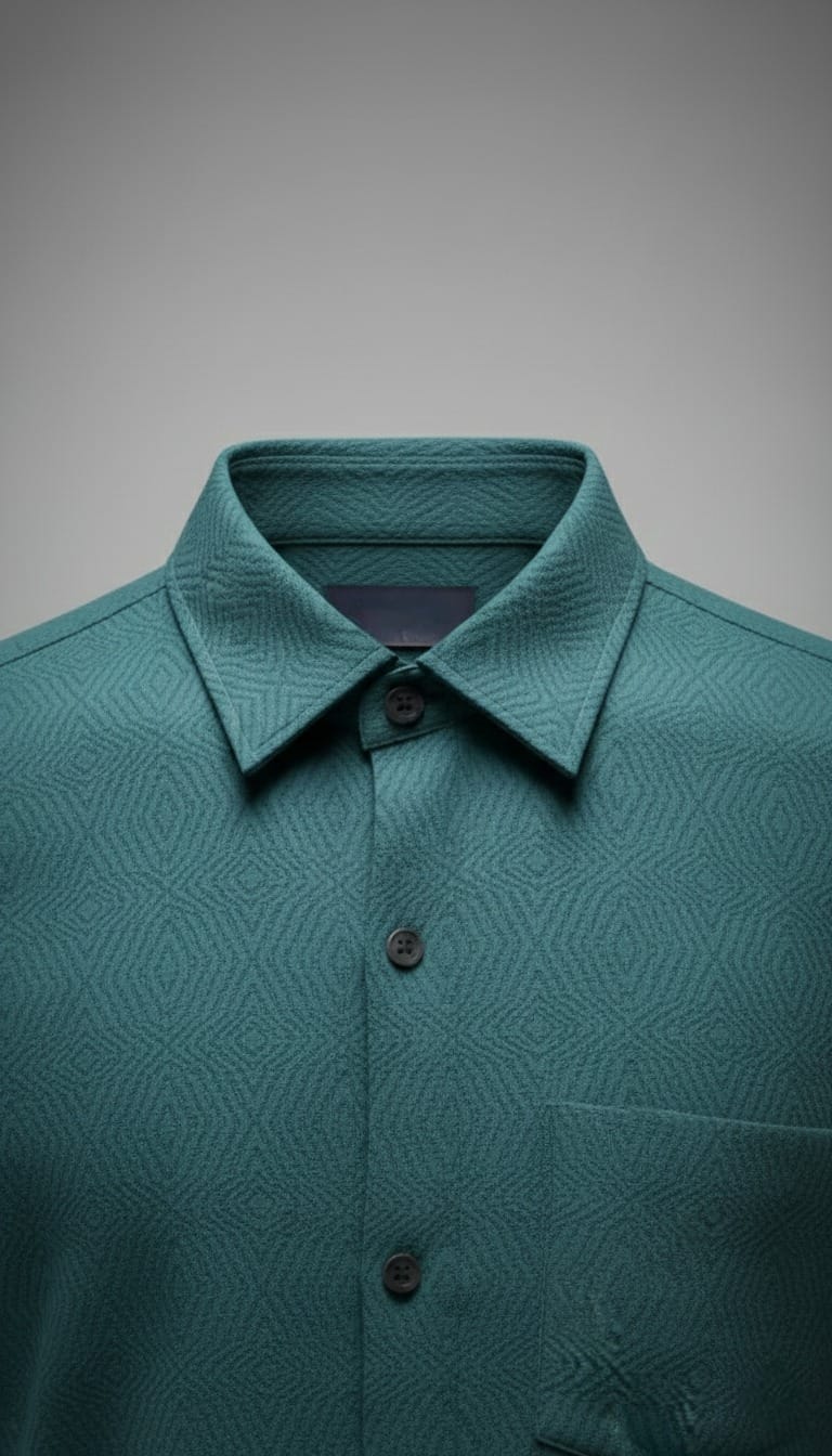 Textured Weave Regular Fit Shirt – Green