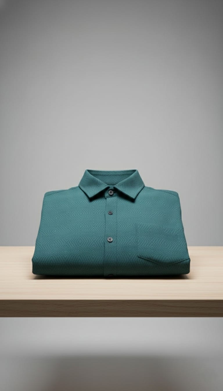 Textured Weave Regular Fit Shirt – Green