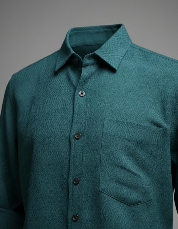 Textured Weave Regular Fit Shirt – Green
