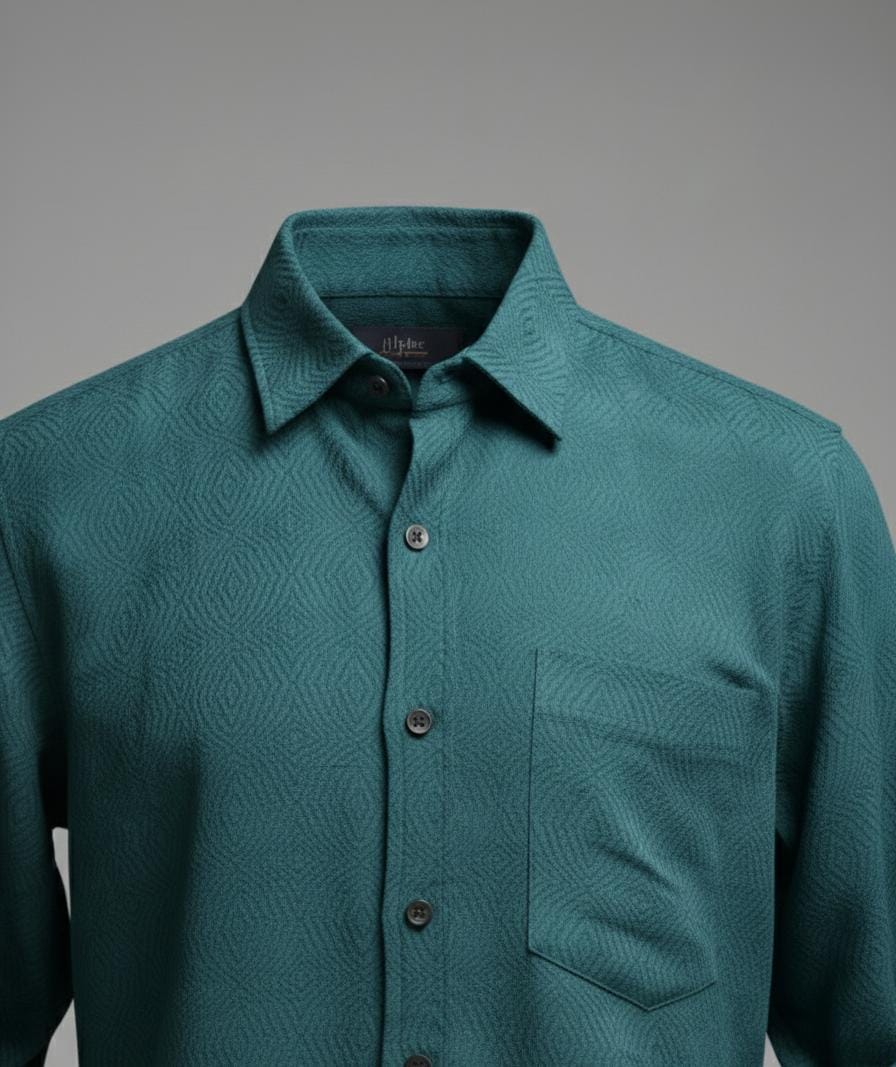 Textured Weave Regular Fit Shirt – Green