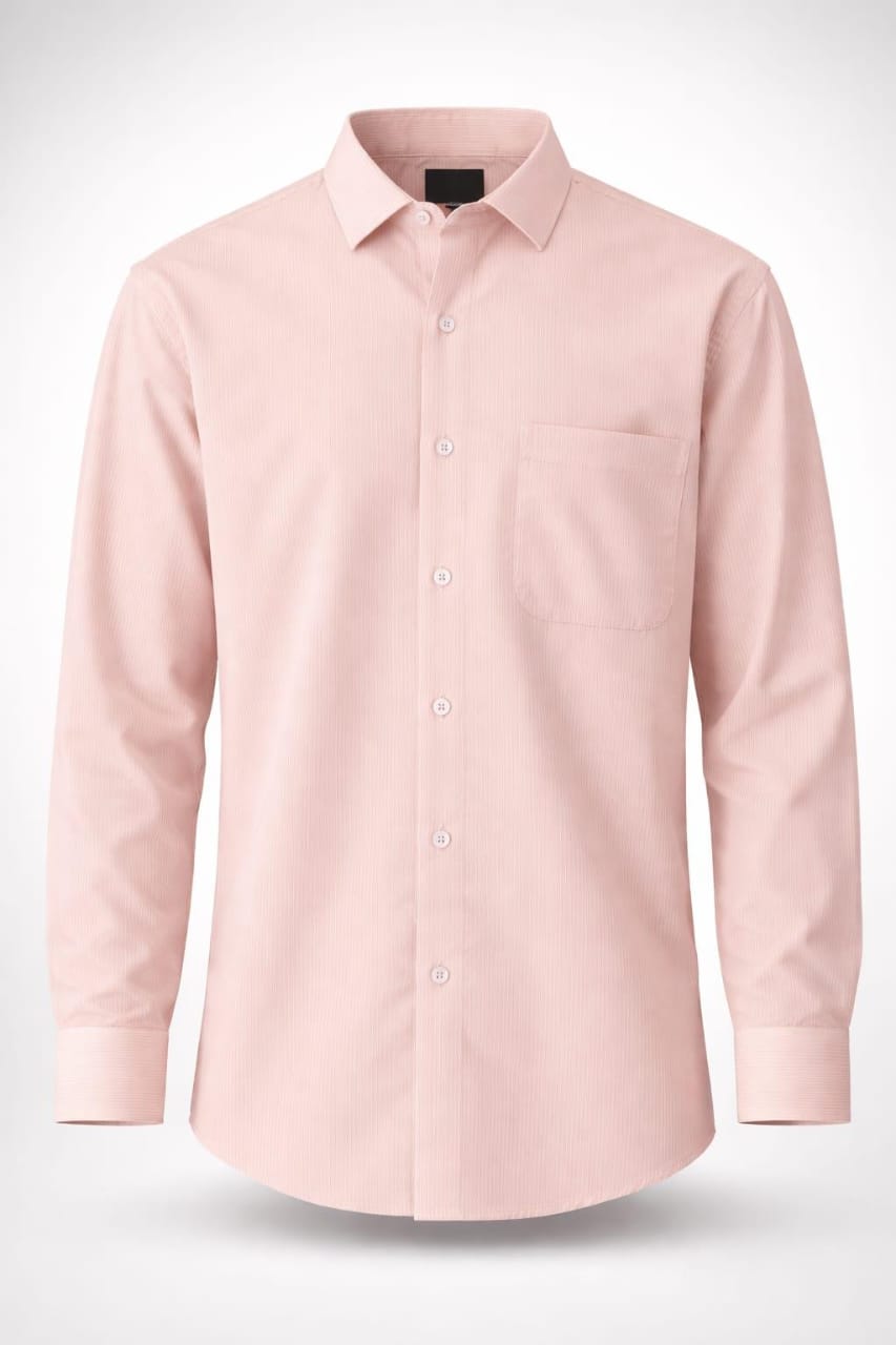Textured Stripe Regular Fit Shirt – Soft Peach