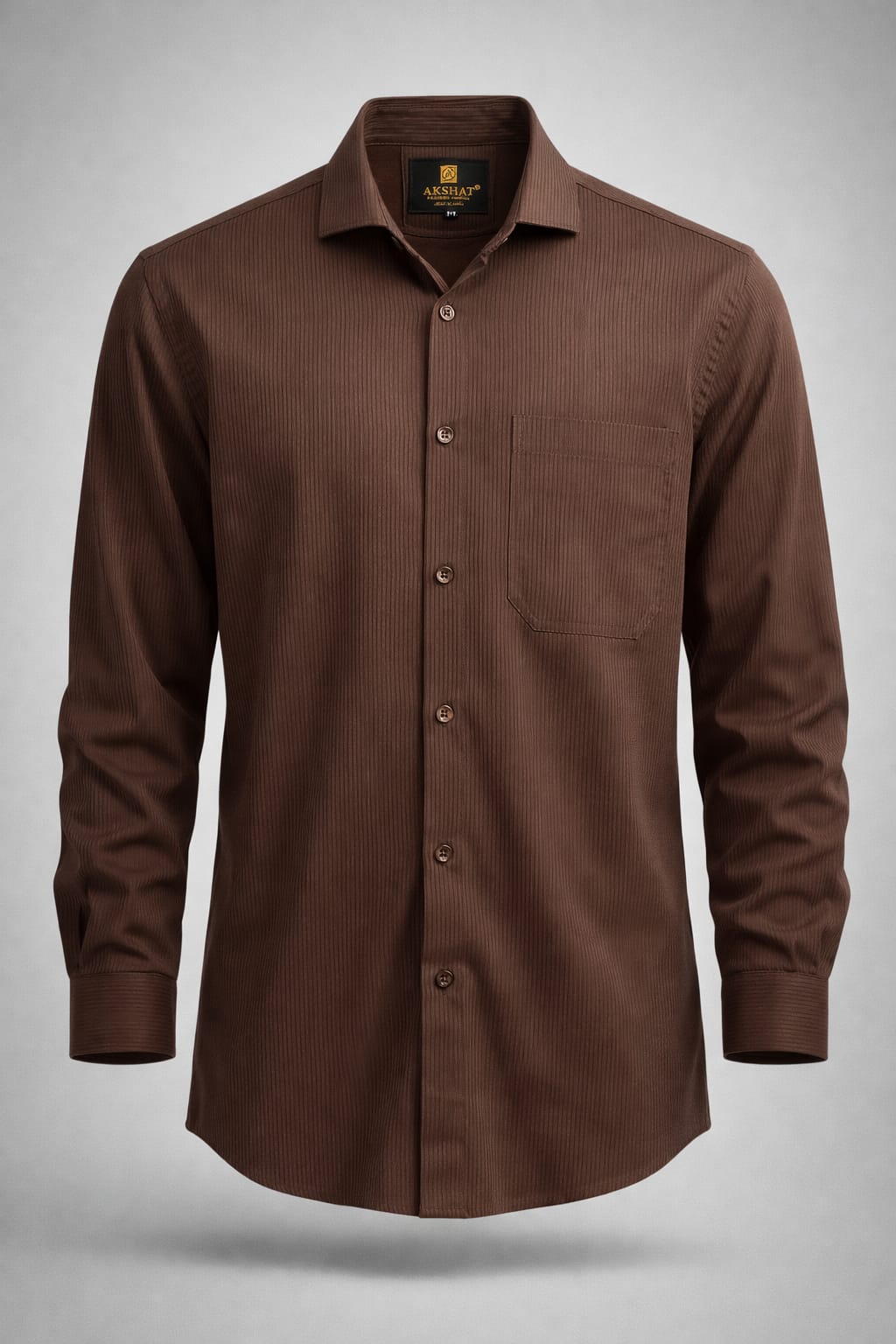 Textured Stripe Regular Fit Shirt – Chocolate Brown