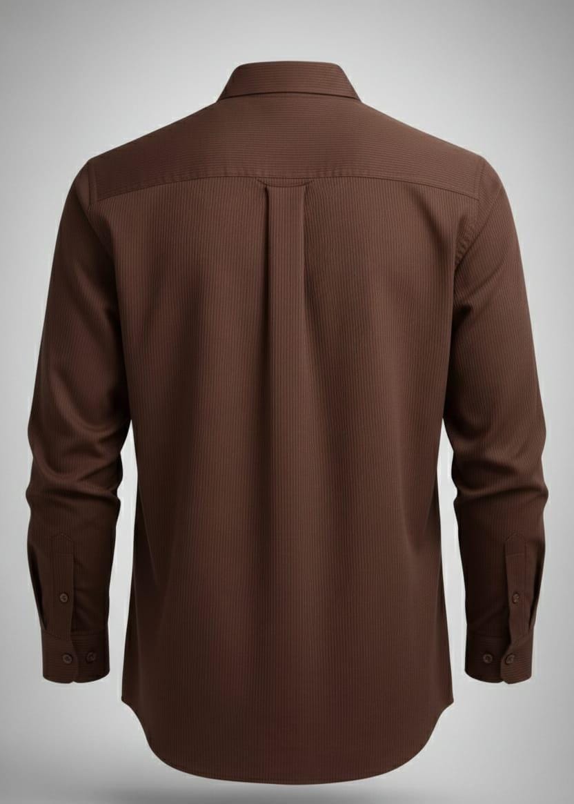 Textured Stripe Regular Fit Shirt – Chocolate Brown