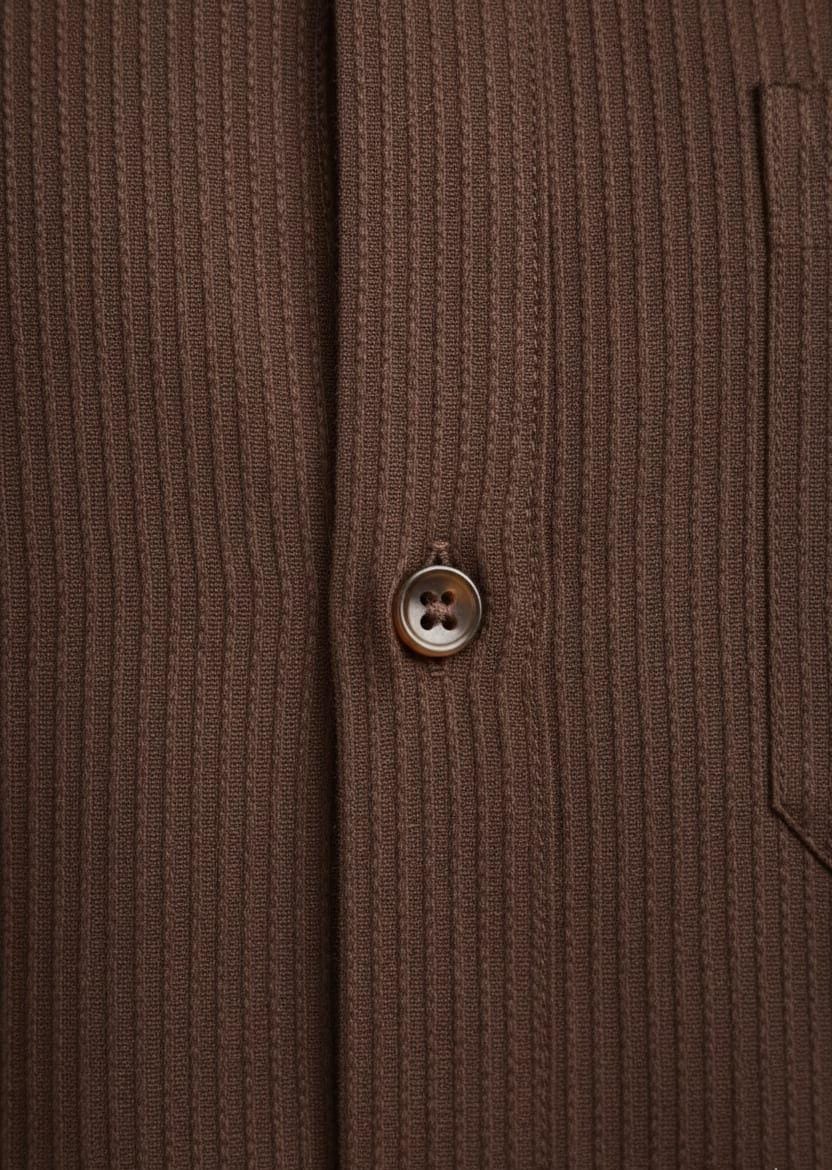 Textured Stripe Regular Fit Shirt – Chocolate Brown