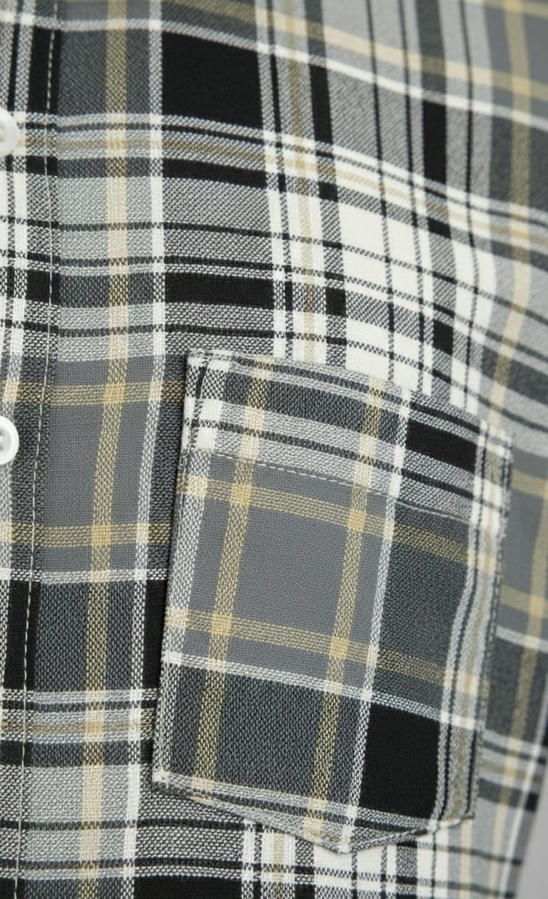 Classic Light Yellow & Black Check Long-Sleeve Shirt