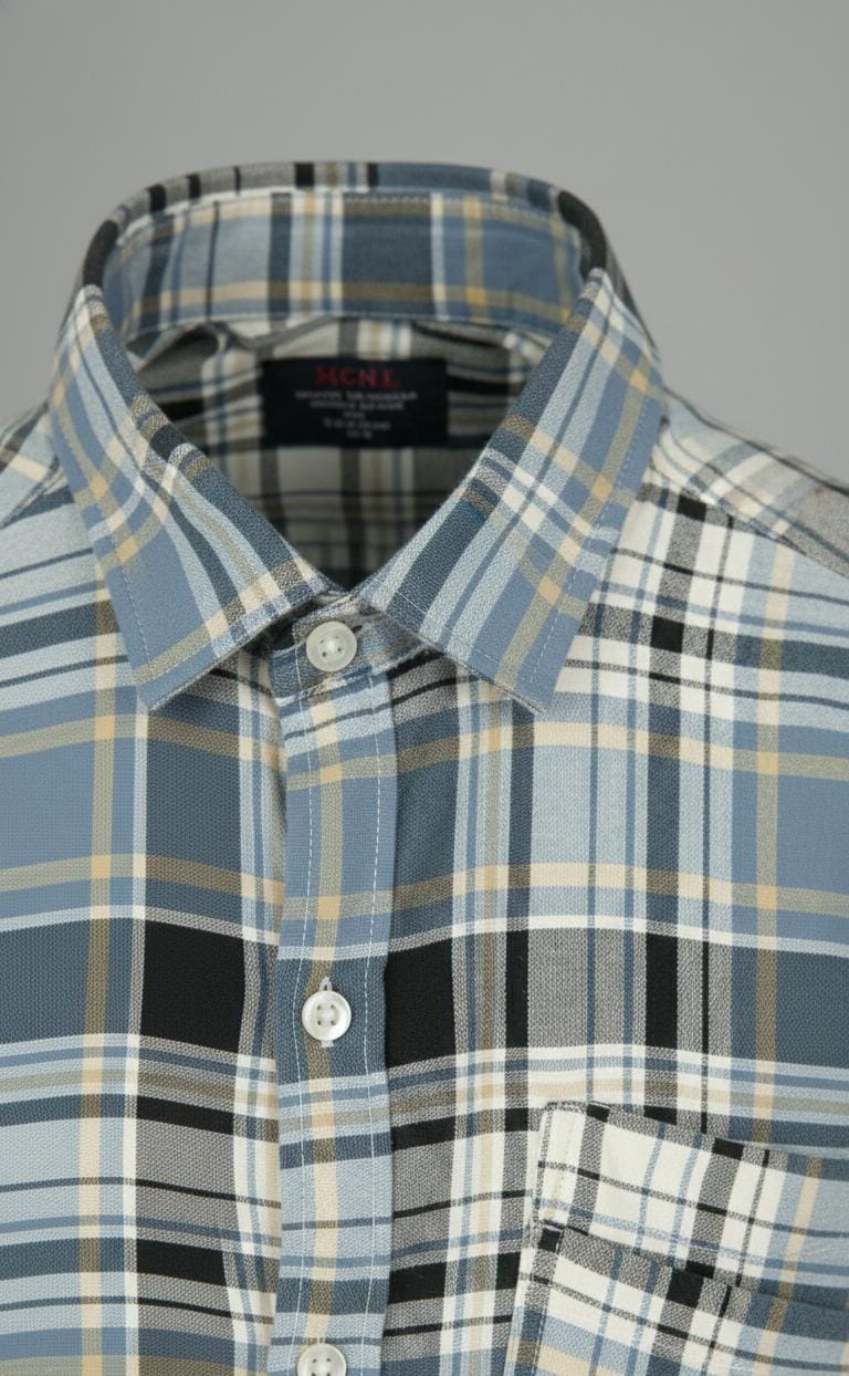 Blue & Grey Check Long-Sleeve Shirt