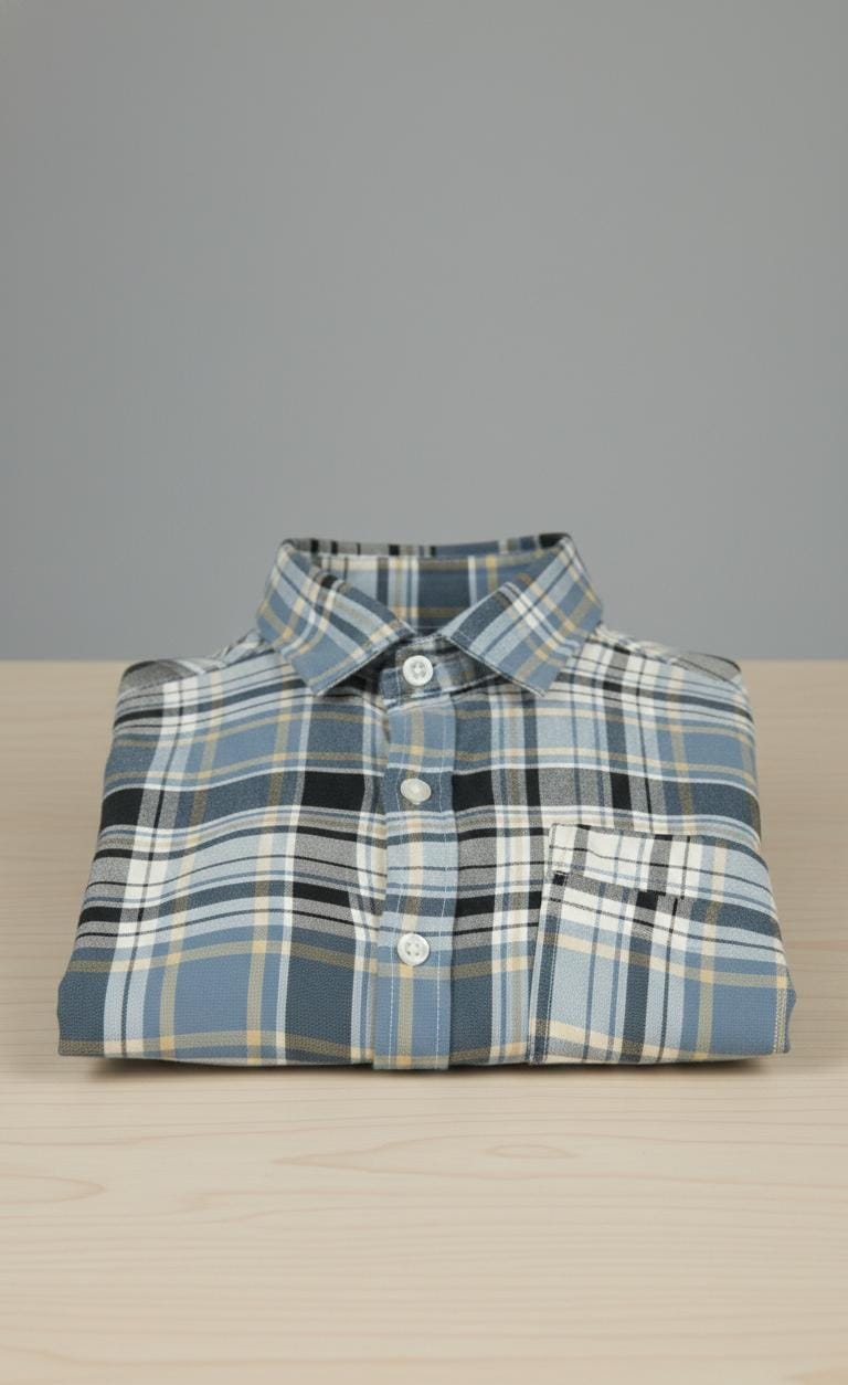 Blue & Grey Check Long-Sleeve Shirt