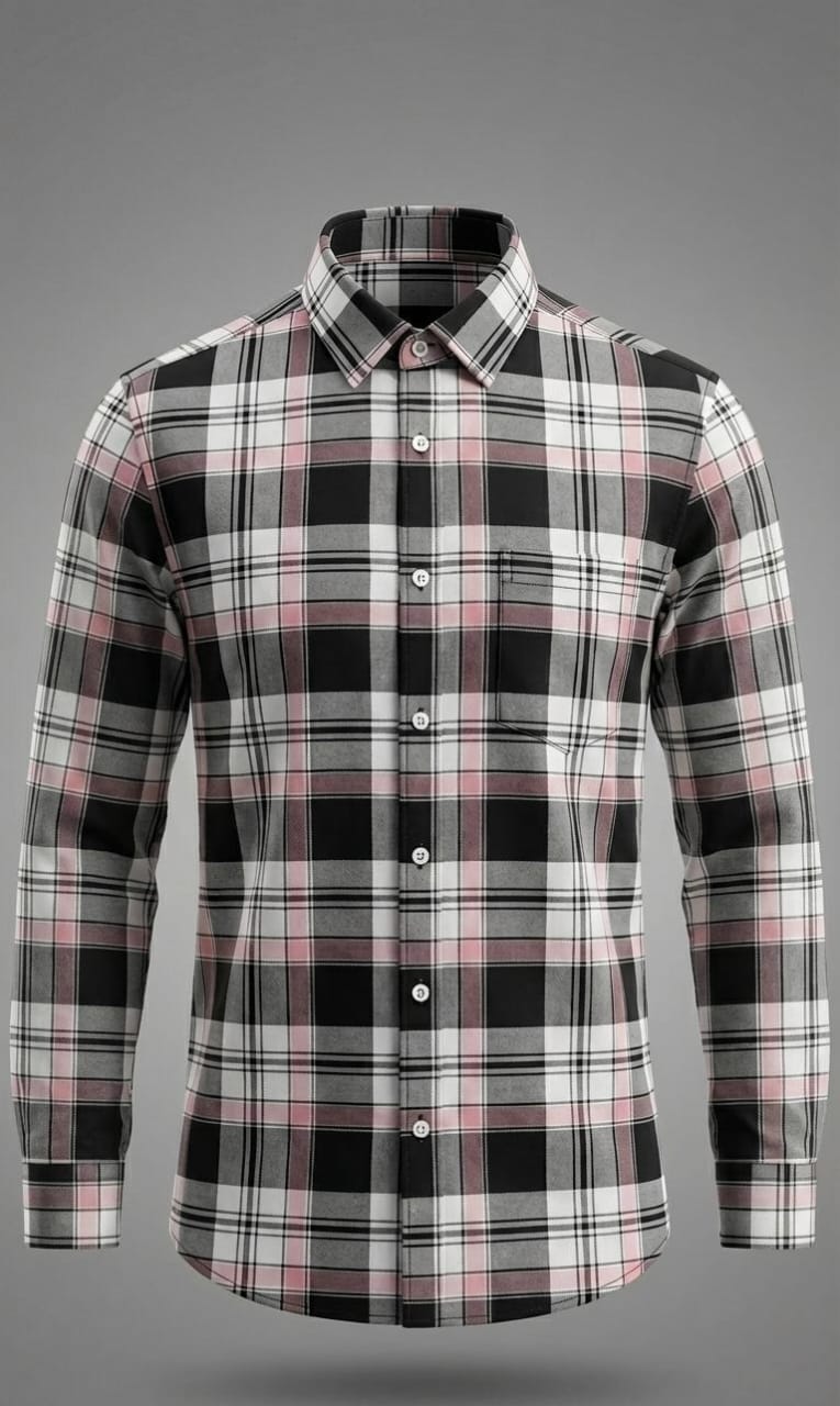 Contemporary Pink Accent Check Shirt