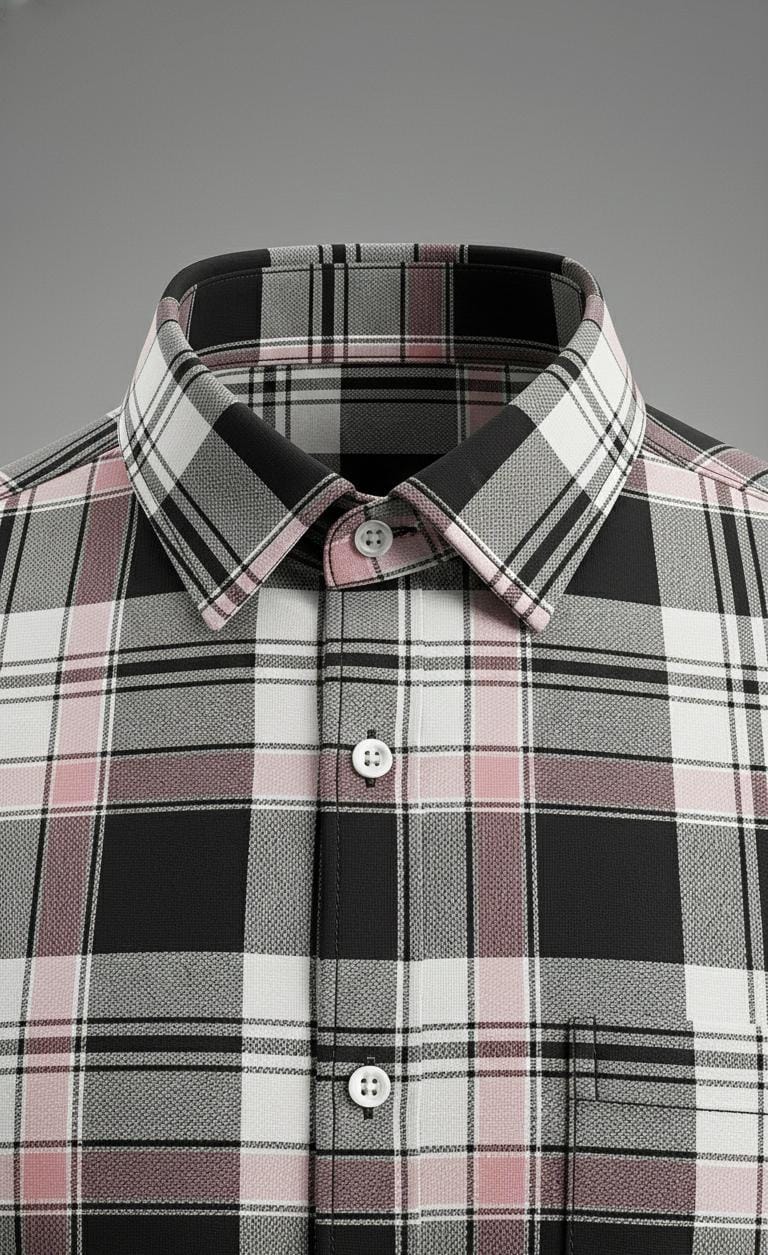 Contemporary Pink Accent Check Shirt