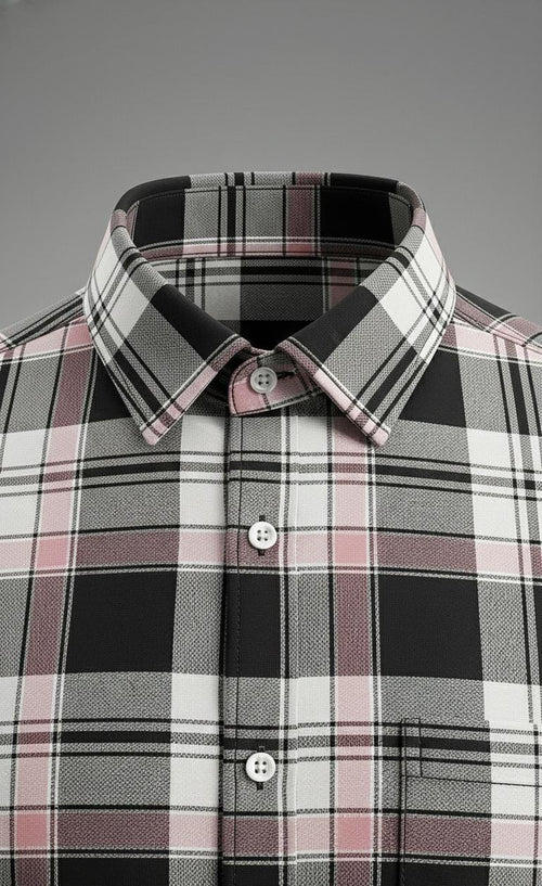 Contemporary Pink Accent Check Shirt