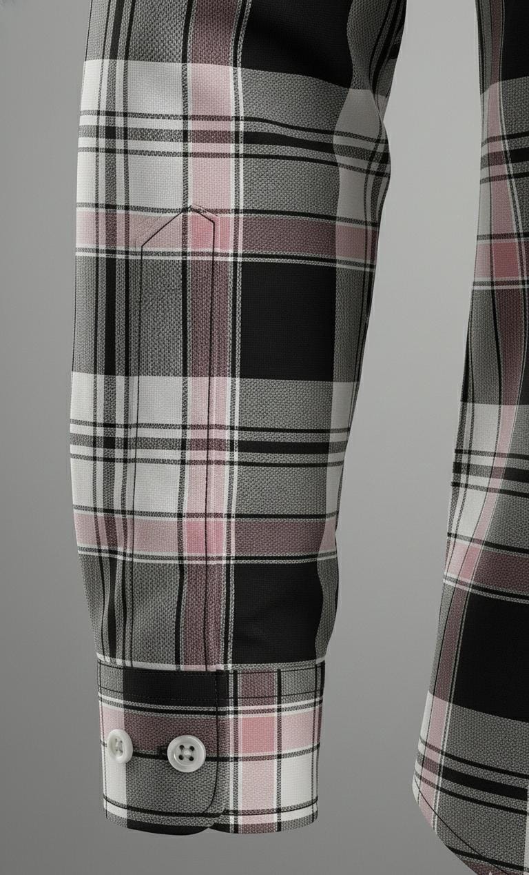 Contemporary Pink Accent Check Shirt