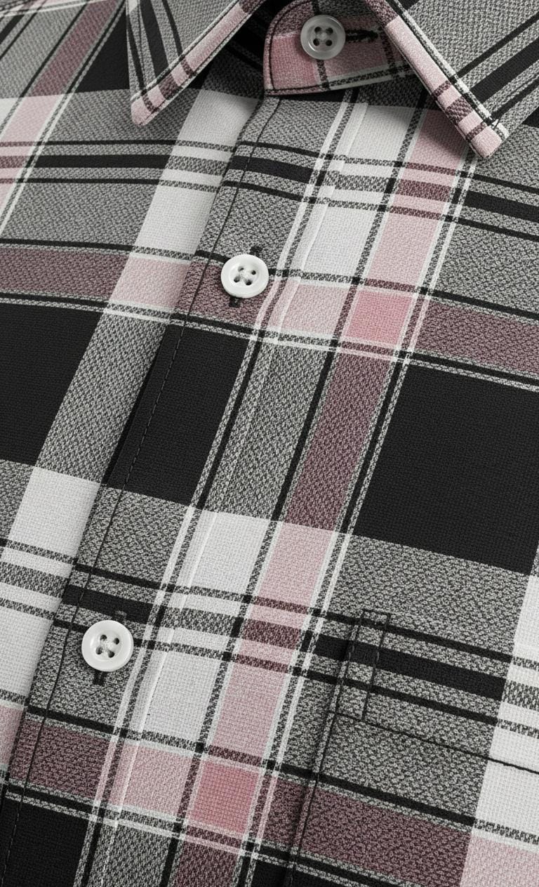 Contemporary Pink Accent Check Shirt
