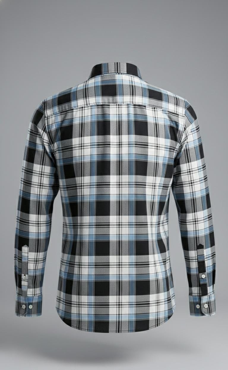 Modern Blue Check Casual Shirt