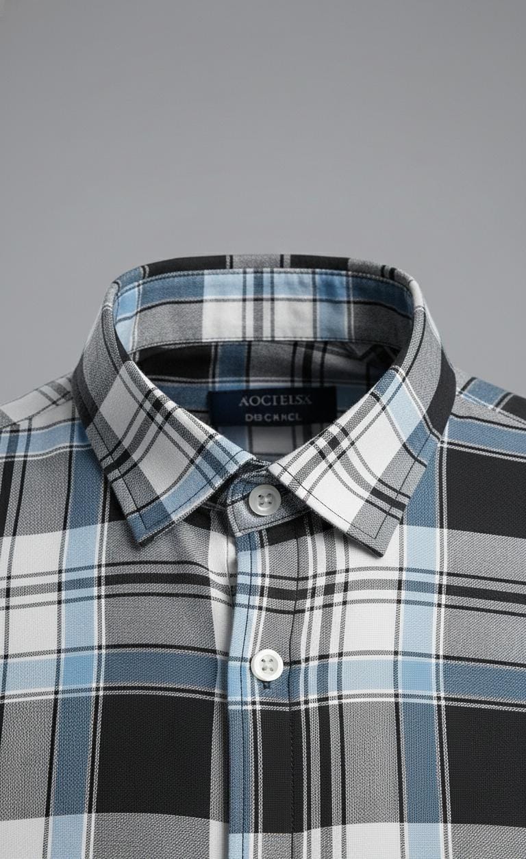 Modern Blue Check Casual Shirt