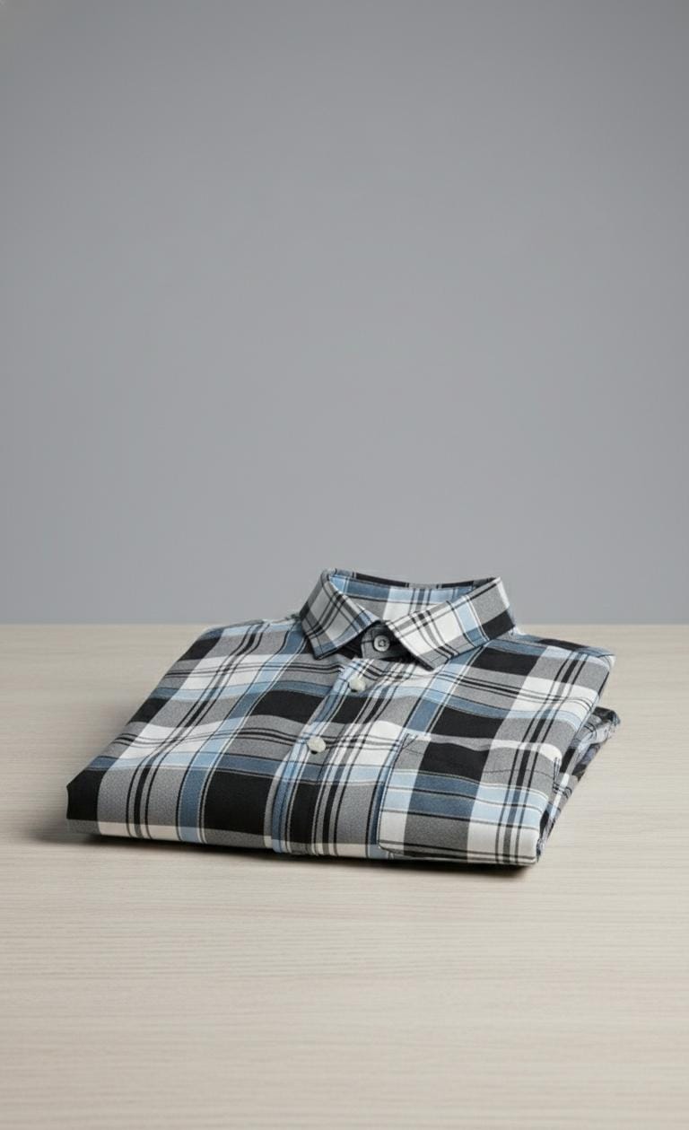 Modern Blue Check Casual Shirt
