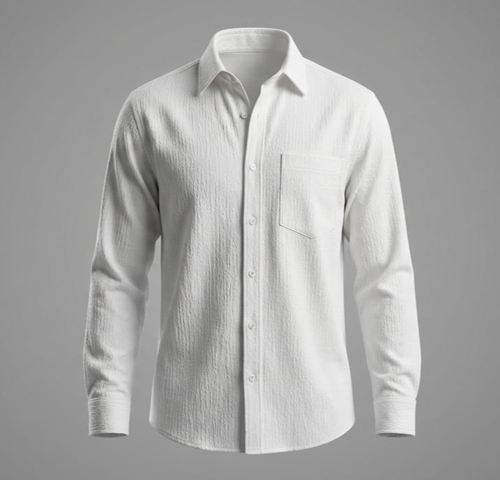 Premium Solid White Textured Shirt