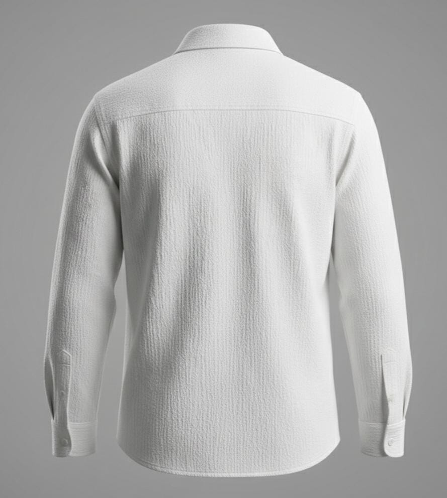 Premium Solid White Textured Shirt