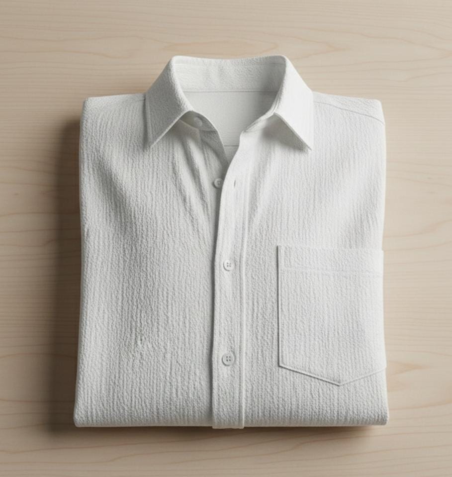 Premium Solid White Textured Shirt