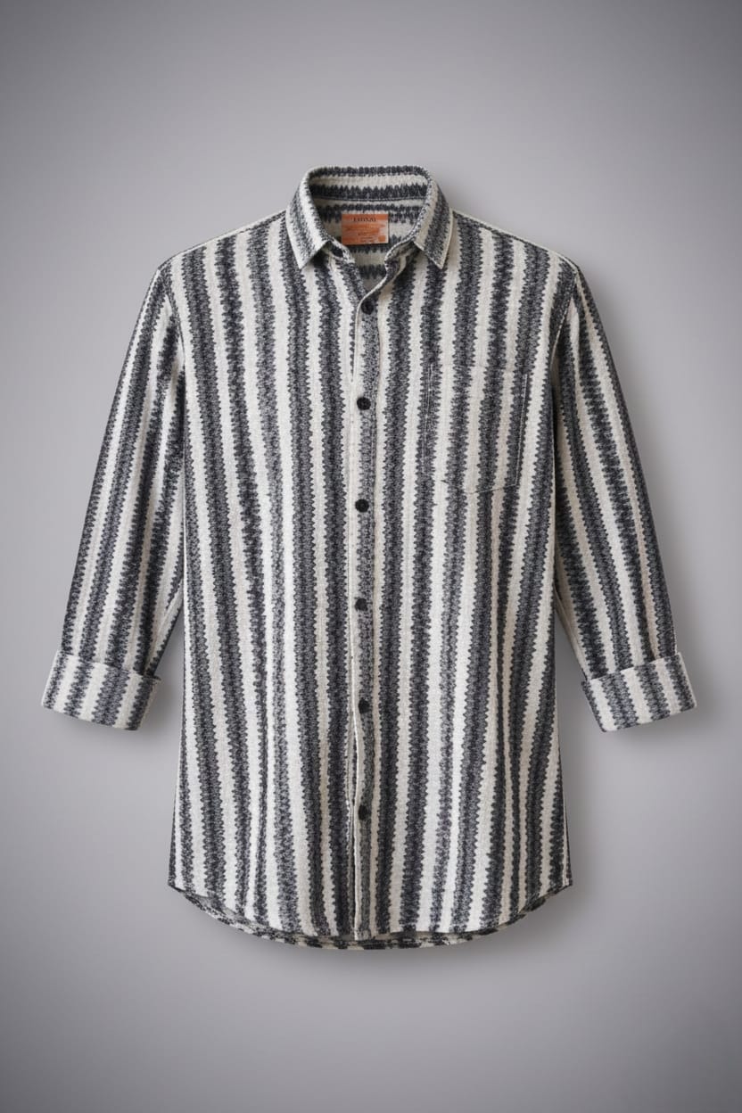 Textured Vertical Stripe Casual Shirt