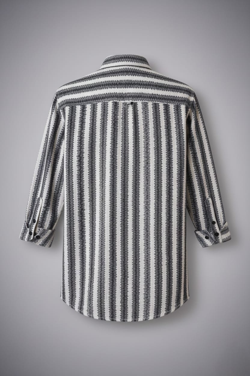 Textured Vertical Stripe Casual Shirt