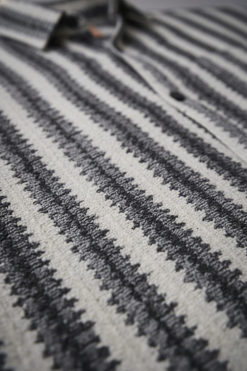 Textured Vertical Stripe Casual Shirt