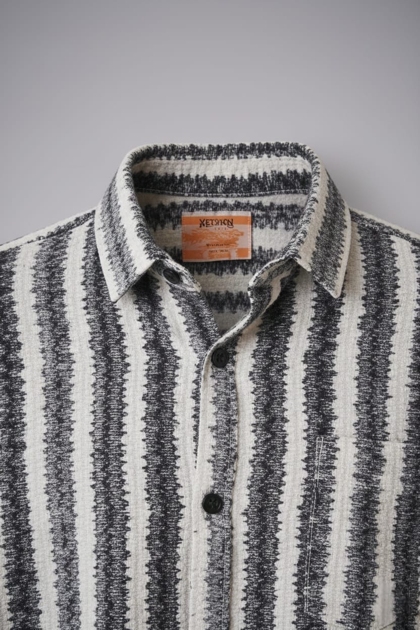 Textured Vertical Stripe Casual Shirt
