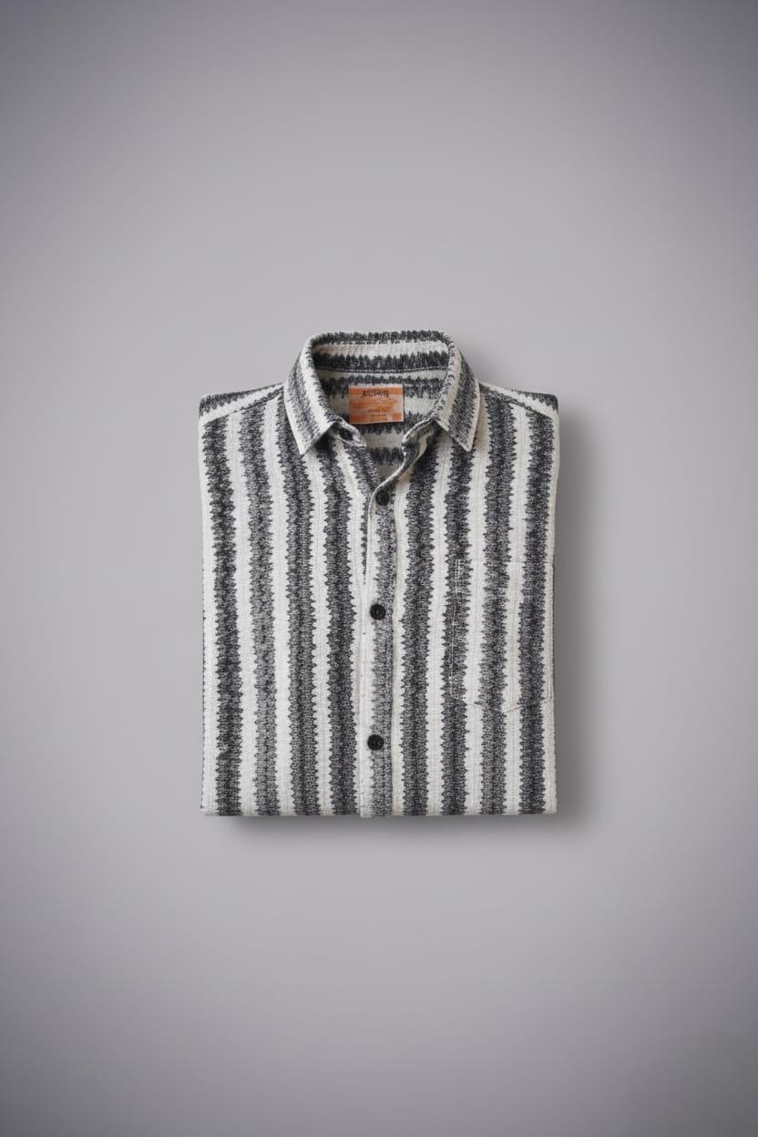 Textured Vertical Stripe Casual Shirt