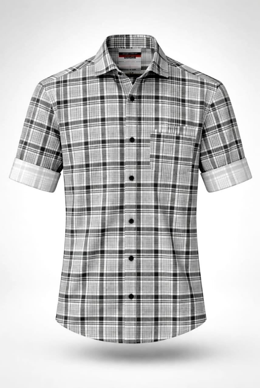 Classic Grey Plaid Long-Sleeve Shirt