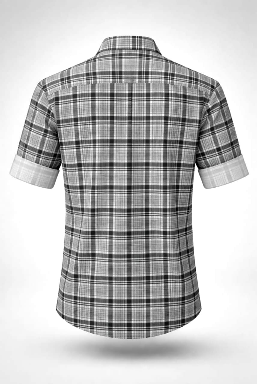 Classic Grey Plaid Long-Sleeve Shirt