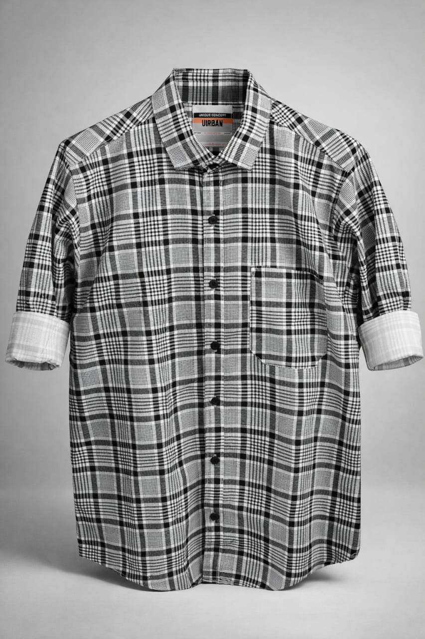 Classic Grey Plaid Long-Sleeve Shirt