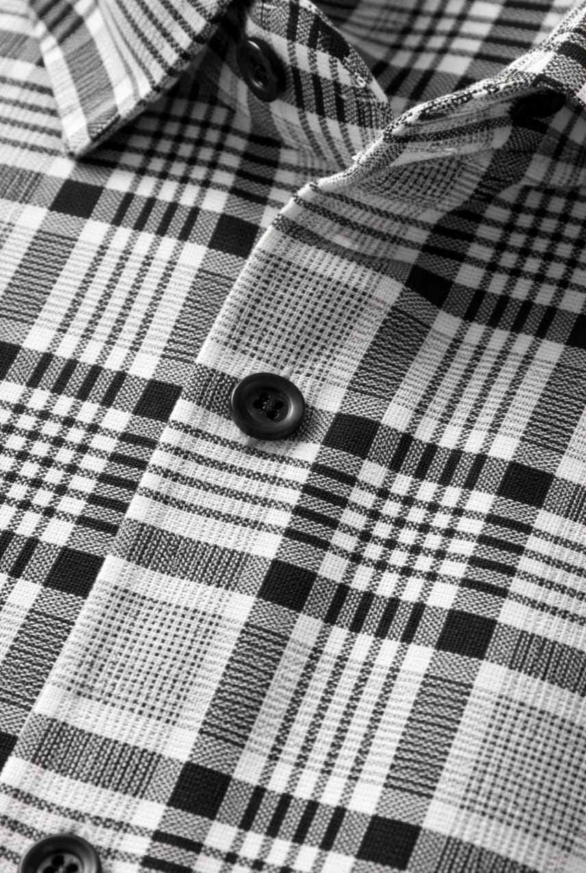 Classic Grey Plaid Long-Sleeve Shirt