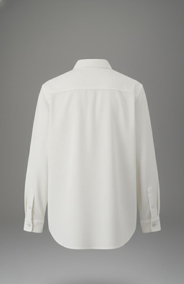 Textured Stripe Regular Fit Shirt – Ivory White