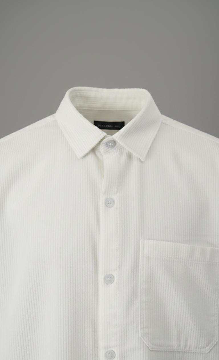 Textured Stripe Regular Fit Shirt – Ivory White