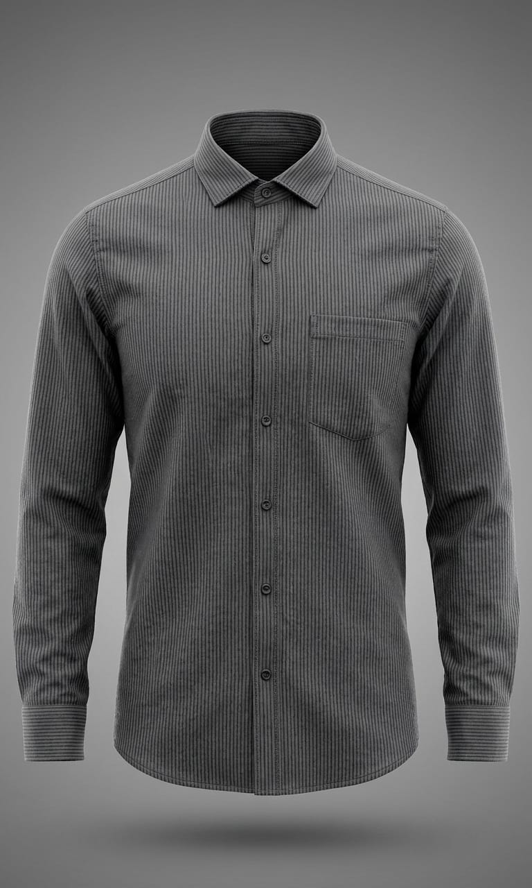 Textured Stripe Regular Fit Shirt – Steel Grey