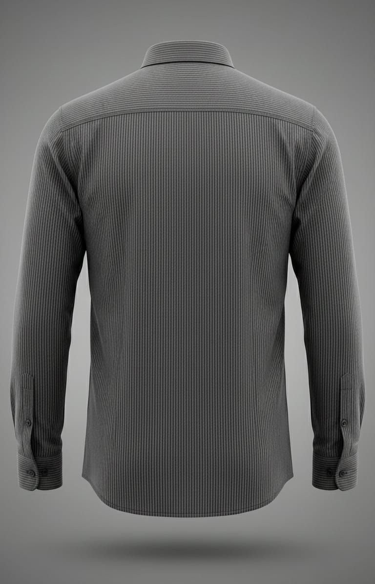 Textured Stripe Regular Fit Shirt – Steel Grey